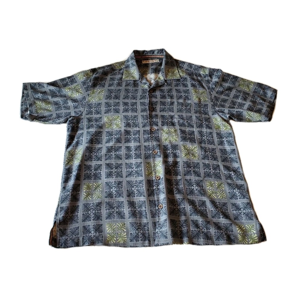 Tommy Bahama Shirt Men‎ L  Tropical Hawaiian Collar Button 100% Silk